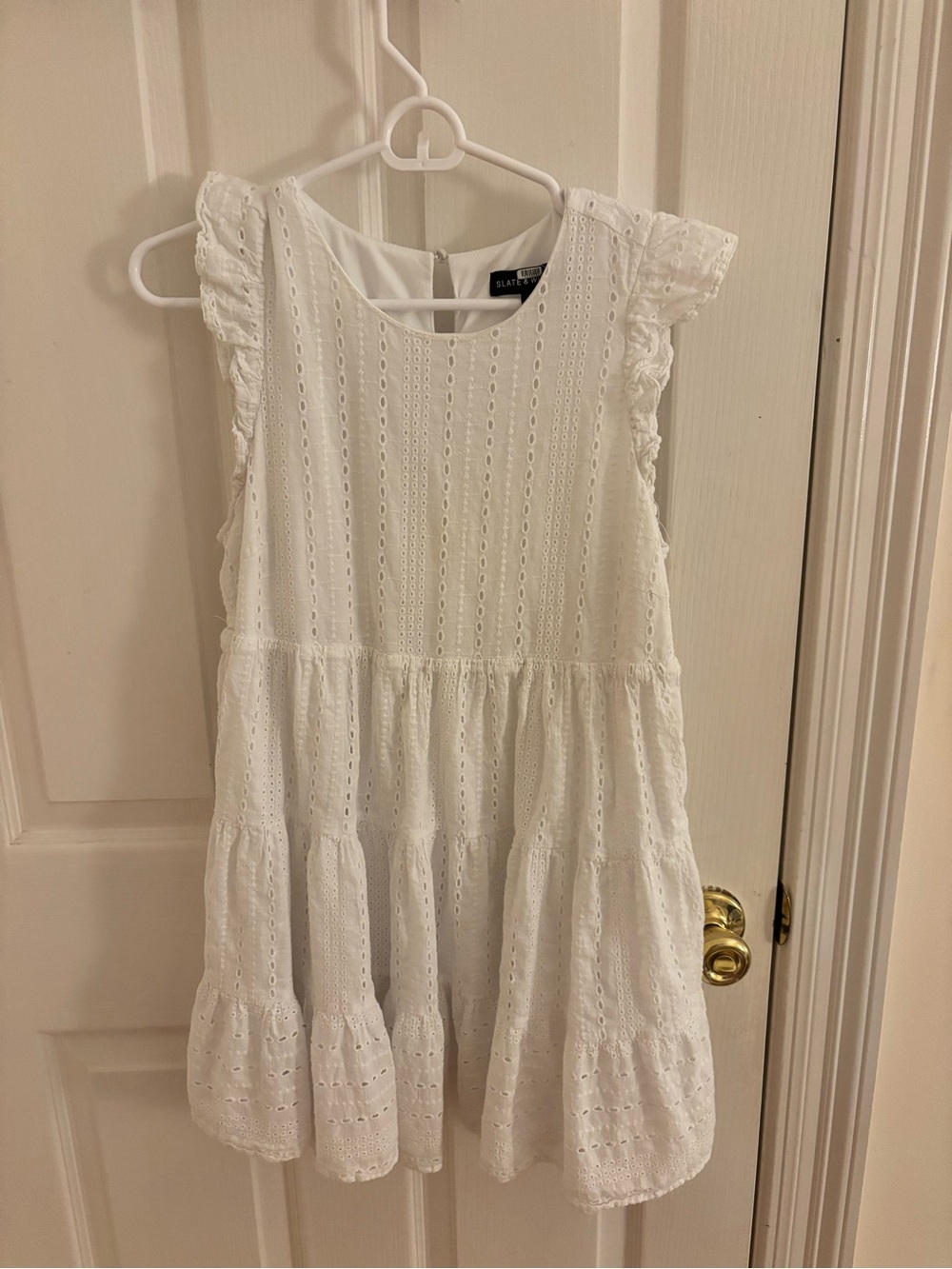 Slate & Willow White Eyelet Babydoll Dress Size Small